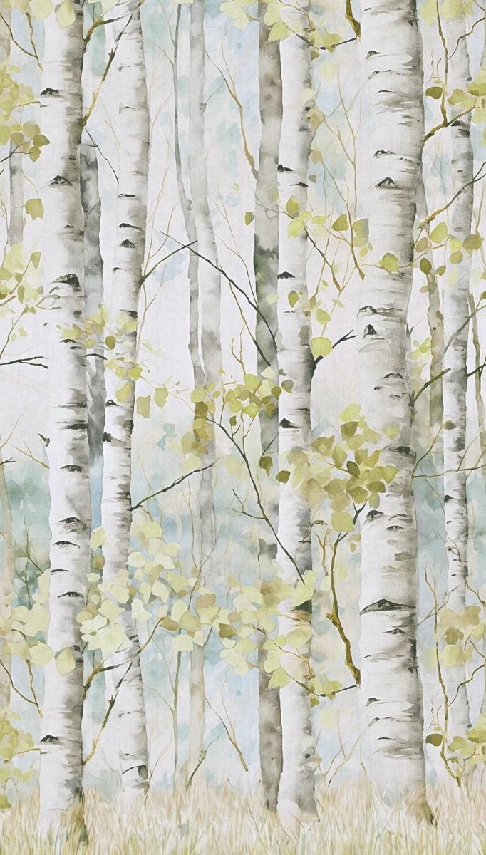 Grandeco A77301 OROM II Betula Mehrfarbig - Fototapete Birkenwald Strukturvinyl